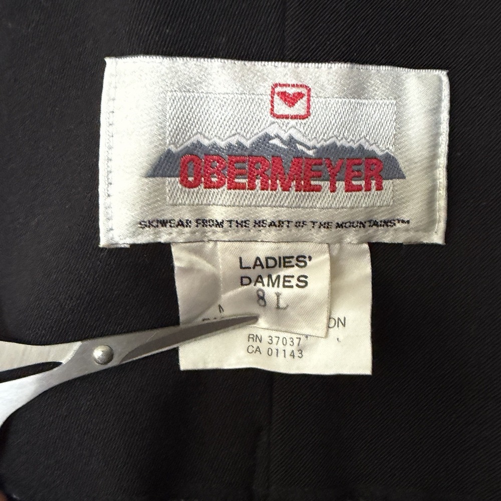 Obermeyer Vtg Black Overall Bib Snow Suit Sz 8 LONG Stirrup Wool Blend One Piece - Picture 3 of 12